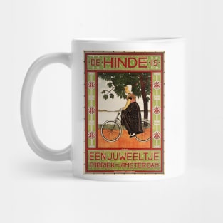 De Hinde Amsterdam Bicycle Advertisement Dutch Woman Cycling Vintage Cycles Mug